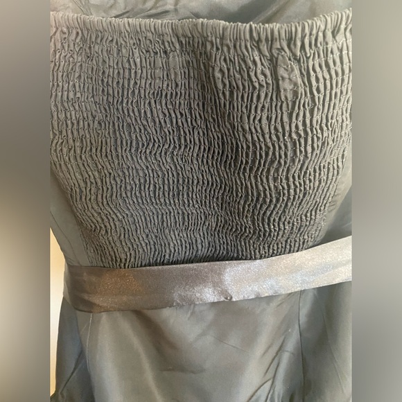 Zara Black Strapless Cocktail Dress Ruffled Belted Smocked Back Size Small - Picture 4 of 5